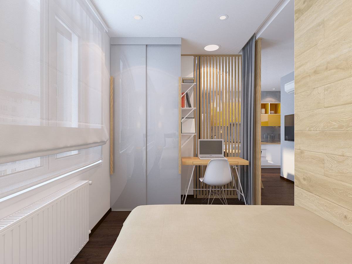 Дизайн-проект однокомнатной квартиры 43 кв. м. от студии «guinea». квартира 43 кв м дизайн