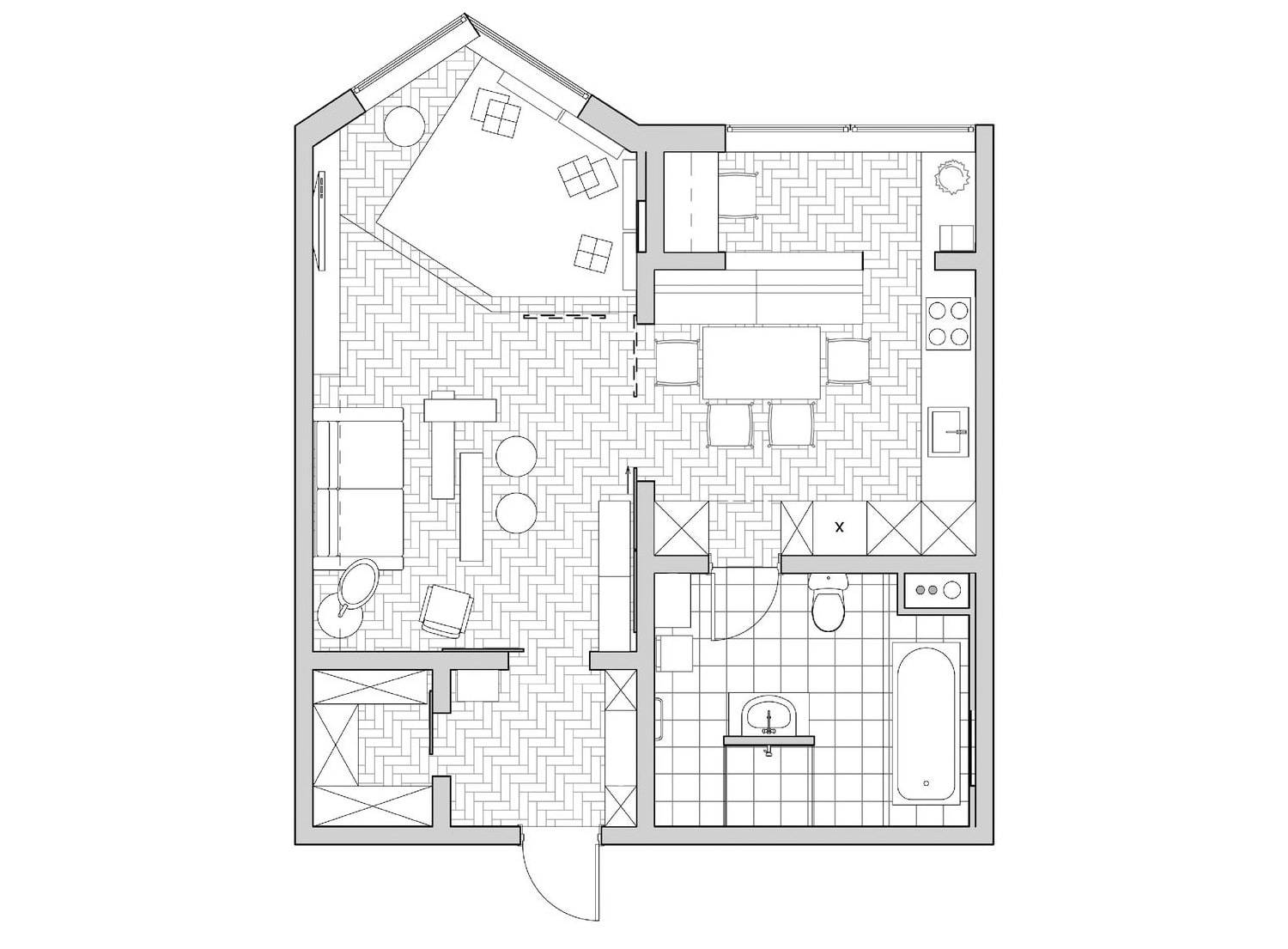 Дизайн однокомнатной квартиры в доме серии П-44