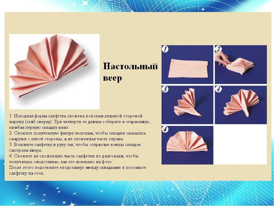 Интересные способы складывания салфеток для сервировки стола, схемы