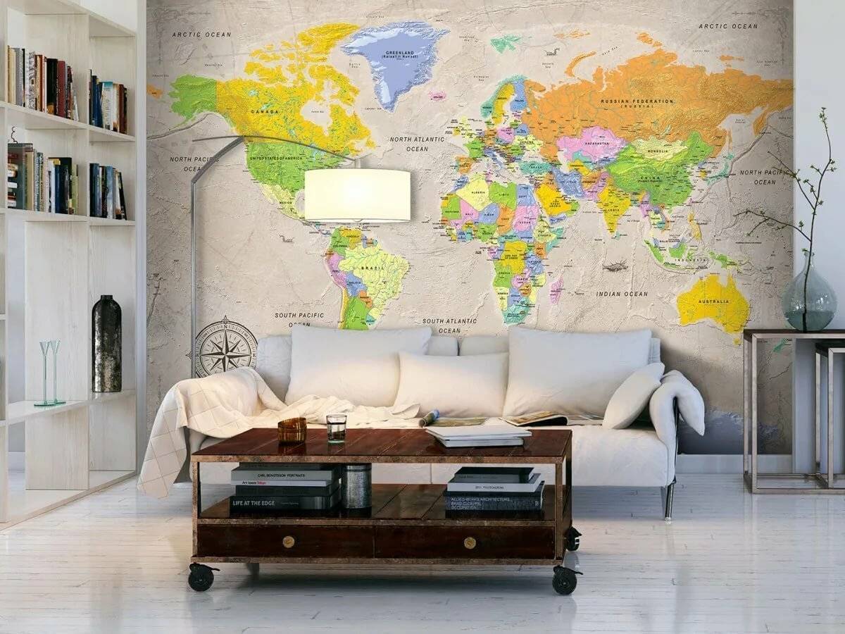 Карта мира в интерьере — 5 оригинальных идей