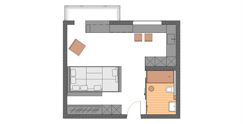 Дизайн однокомнатной 33 кв м квартиры: планировка ремонта в однушке и студии с фото