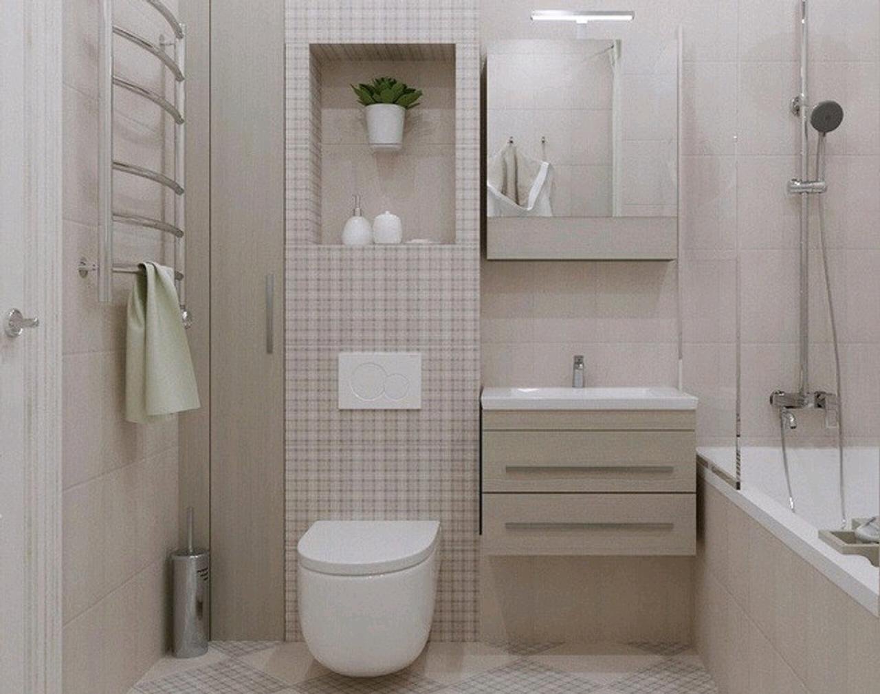 дизайн небольшой ванной с туалетом