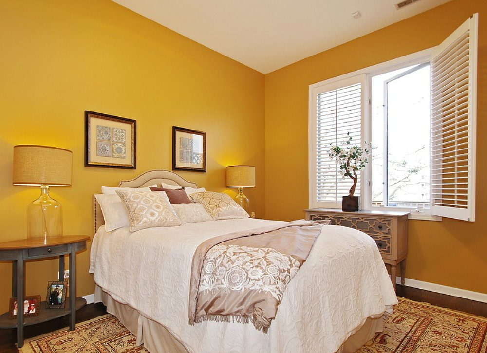 Желтая спальня (135 фото): желтый цвет в дизайне спальной комнаты, особенности оформления и подбор идеального сочетания
