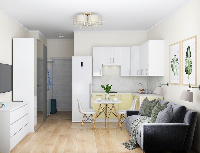 Дизайн квартиры-студии 28 кв. м: вдохновляющие идеи и дельные рекомендации по созданию уютного, удобного и красивого гнездышка