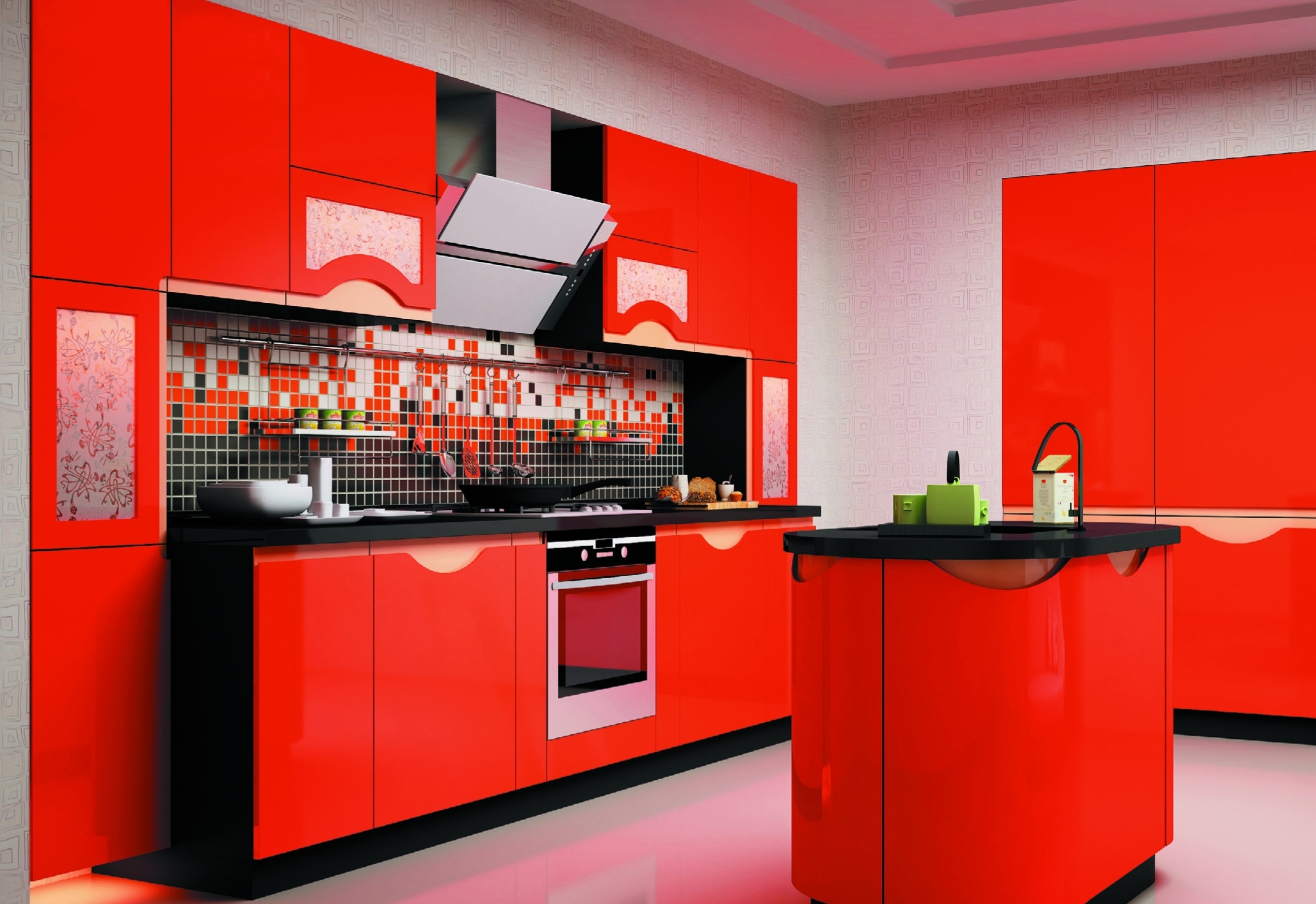 Дизайн маленькой кухни в красных тонах: подбор интерьера, мебели