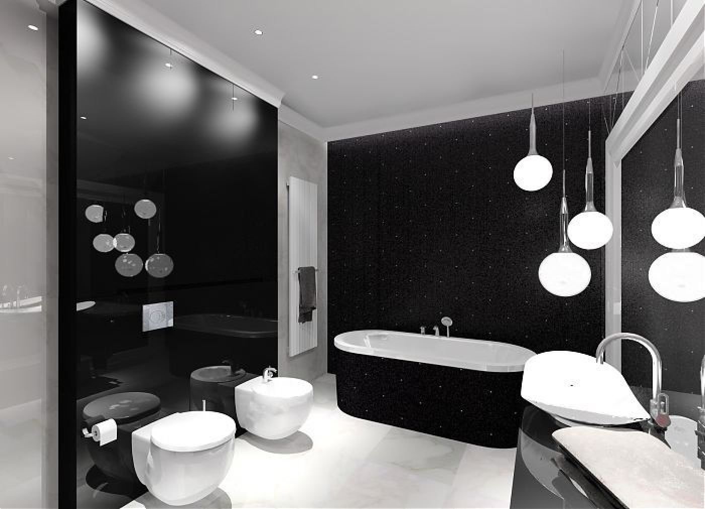 люстры для черно белой ванной комнаты фото