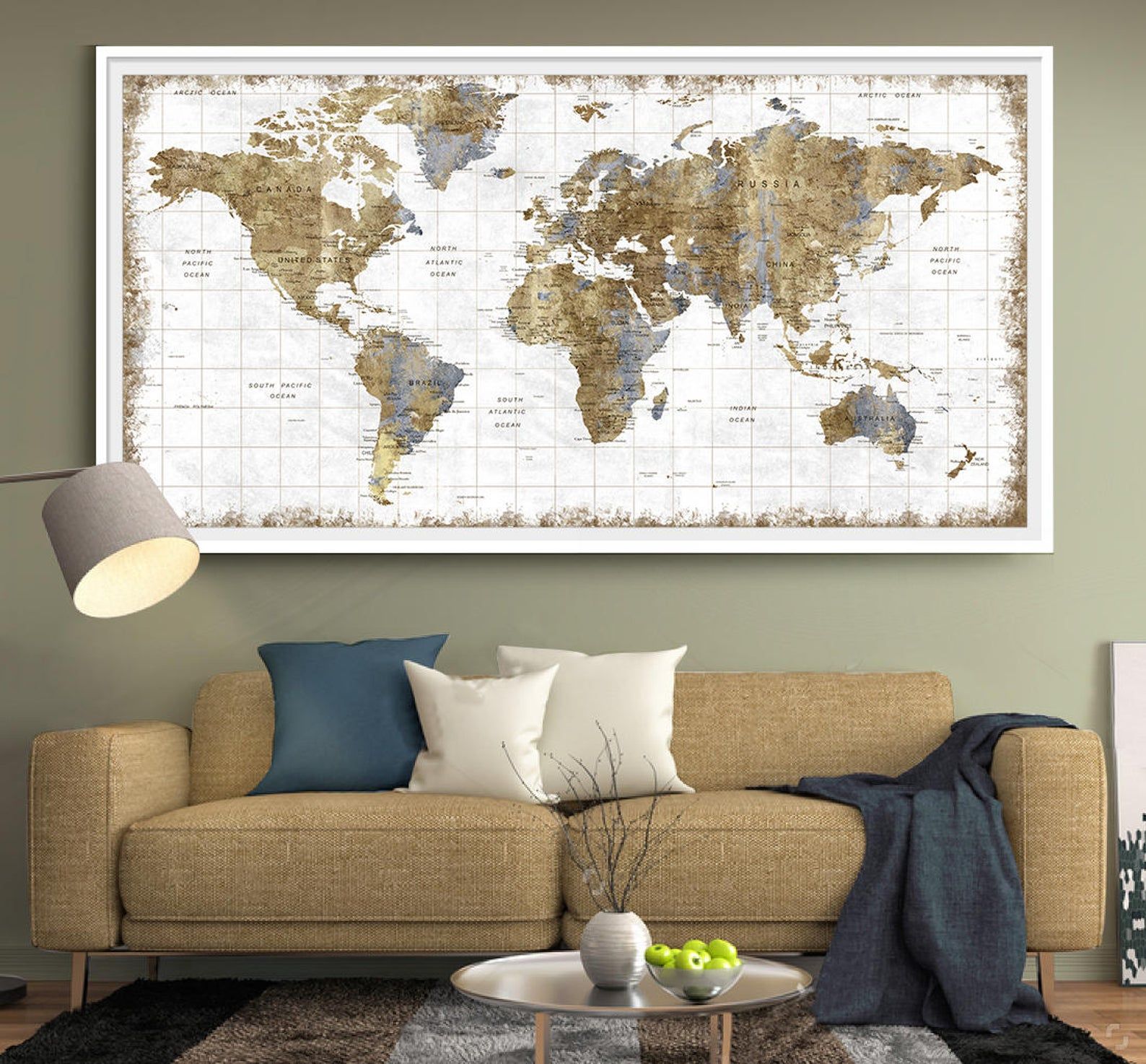 Карта мира в интерьере: особенности, фото