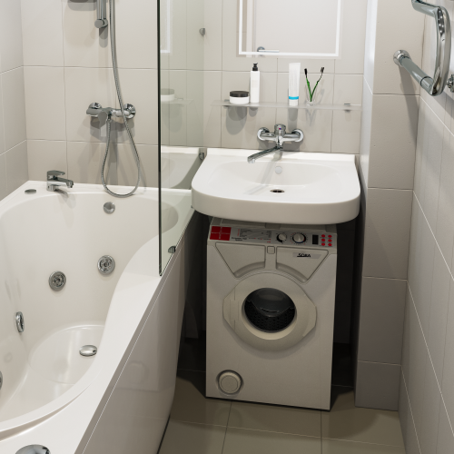 Стиральная машина в маленькой ванной - photomonster.ru - дизайн интерьеров, домашний ремонт