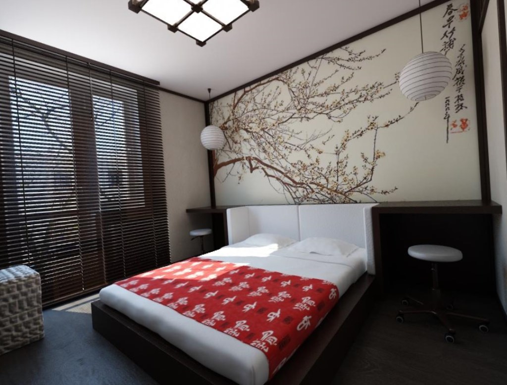 Спальня в японском и китайском стиле — идеи мебели и декора.