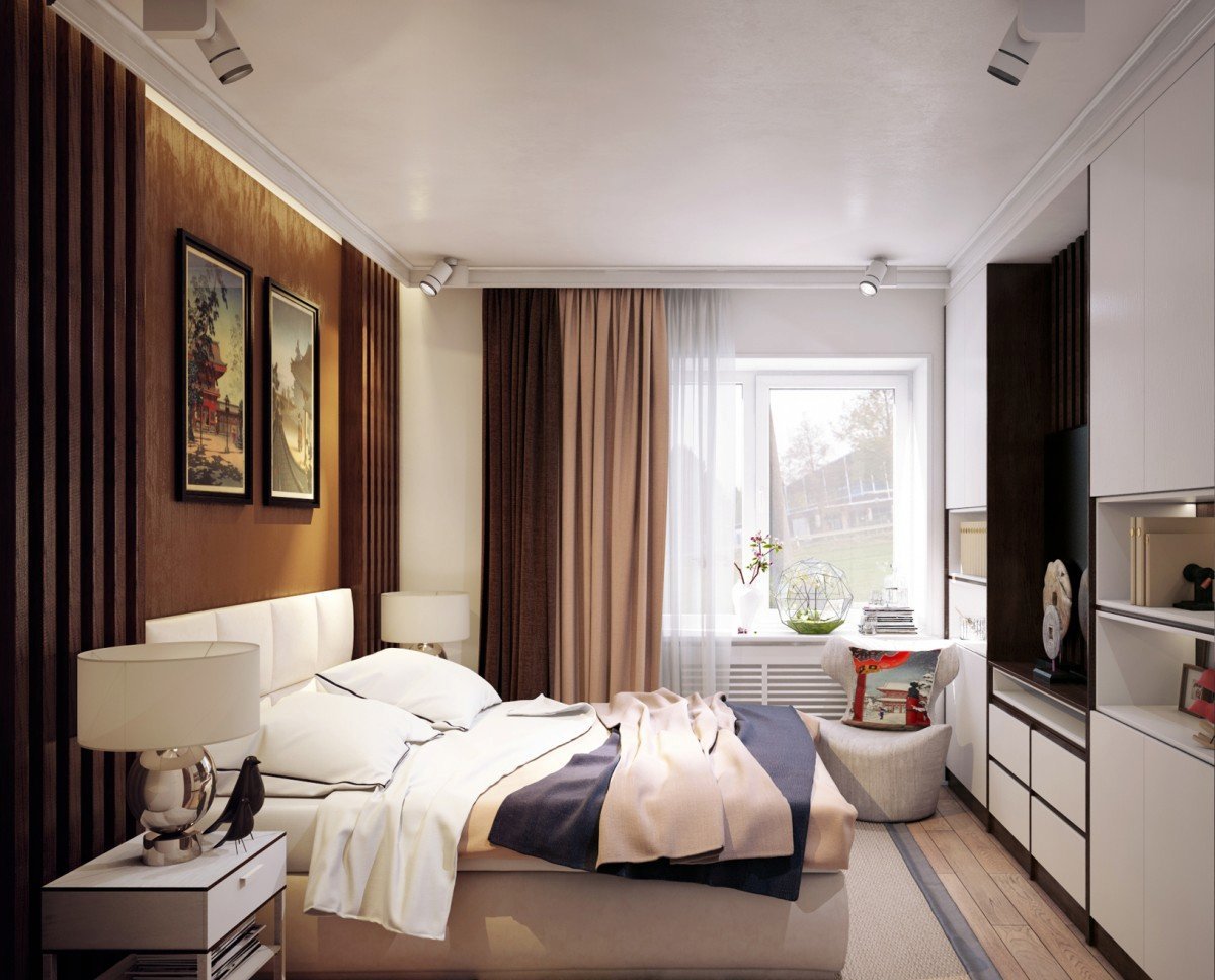 Варианты планировки прямоугольной спальни 15 кв. м: фото и дизайн-проекты комнаты