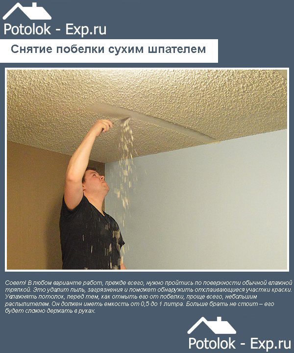 Как смыть побелку с потолка быстро и без грязи: несколько способов снять старое покрытие (видео)