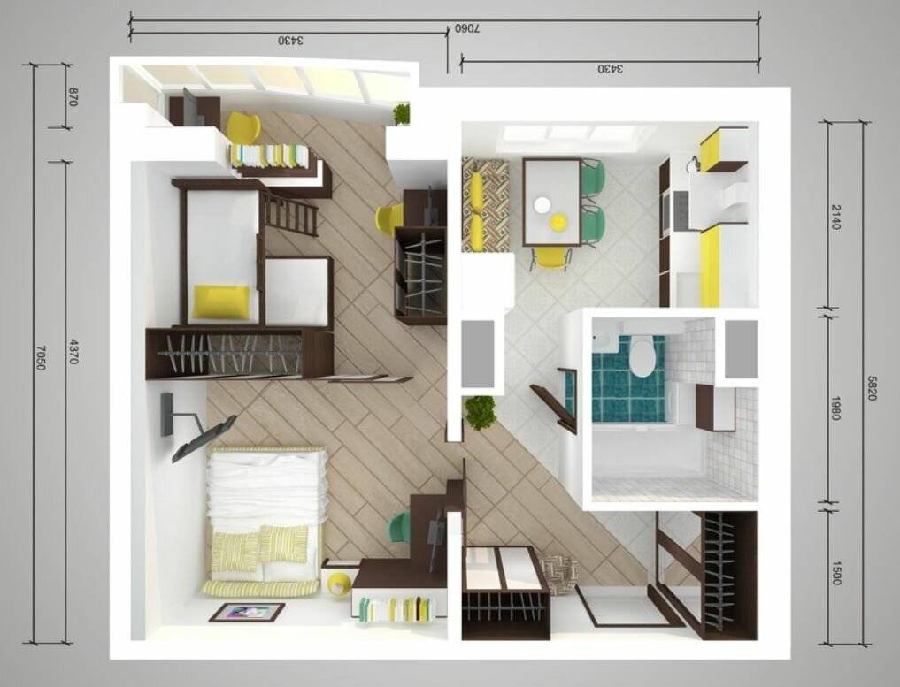 Квартира 46-47 кв. м: совмещение удобства, уюта и свободного пространства