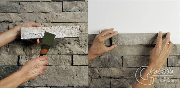 Отделка стен декоративным камнем как укладывать и правильно положить первый ряд, на что лучше клеить и примеры декорирования камня под обои в коридоре зале или гостиной