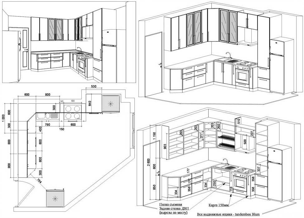 Чертеж кухни: кухонный гарнитур своими руками, схемы и проект с размерами для изготовления мебели, как рассчитать стандарт для всех шкафов
