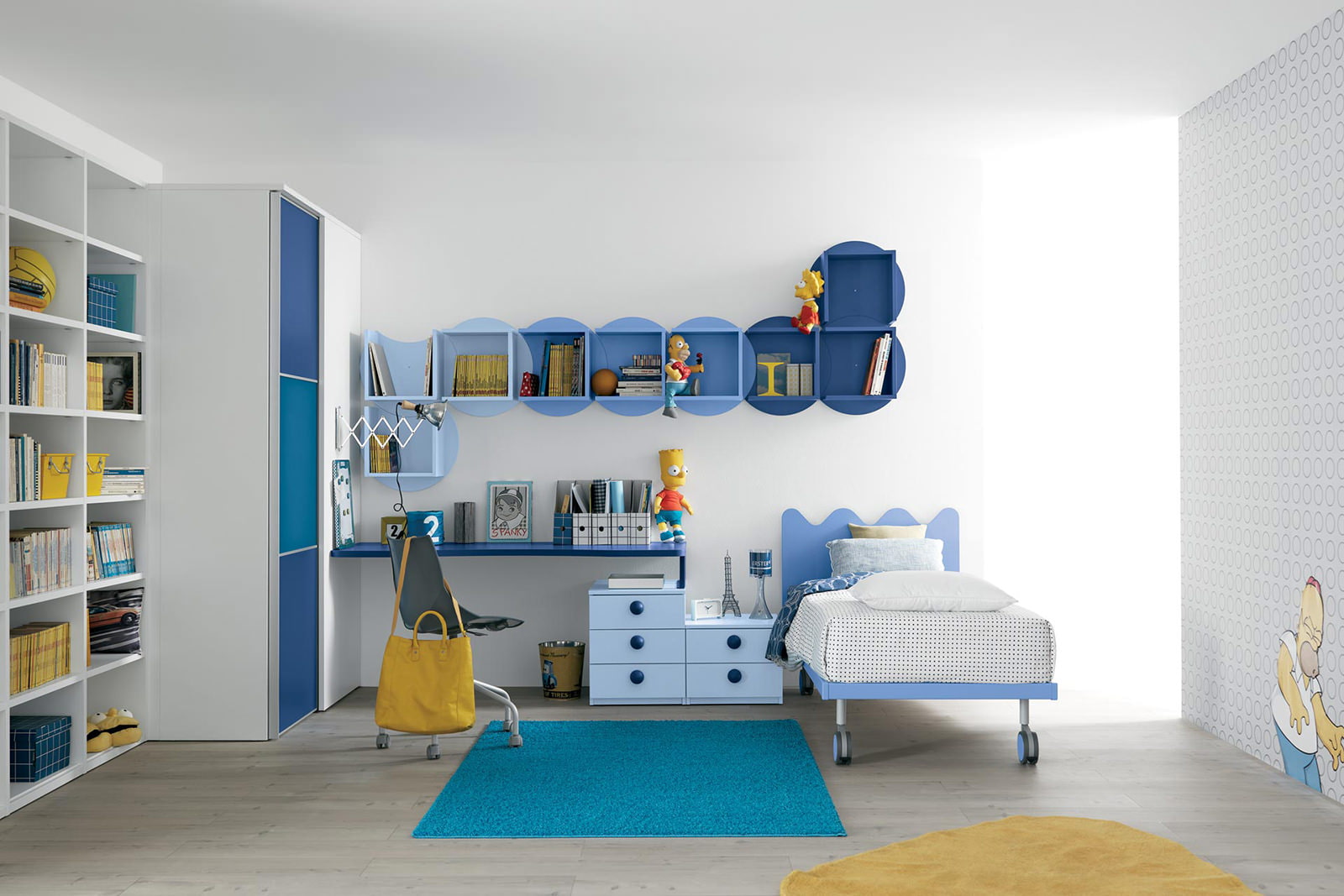 синий цвет в интерьере детской комнаты