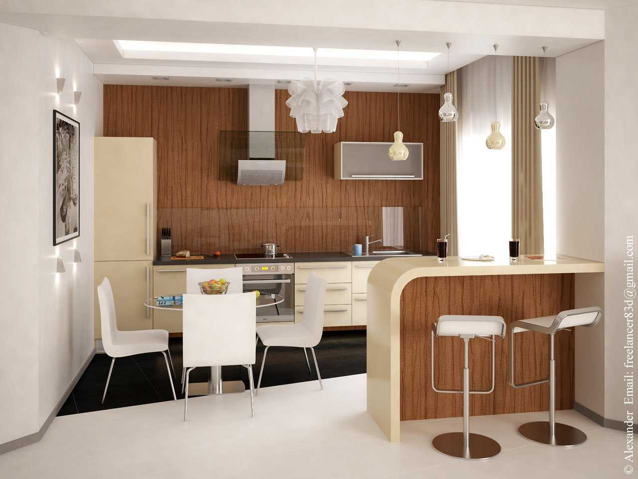 кухня столовая с барной стойкой дизайн