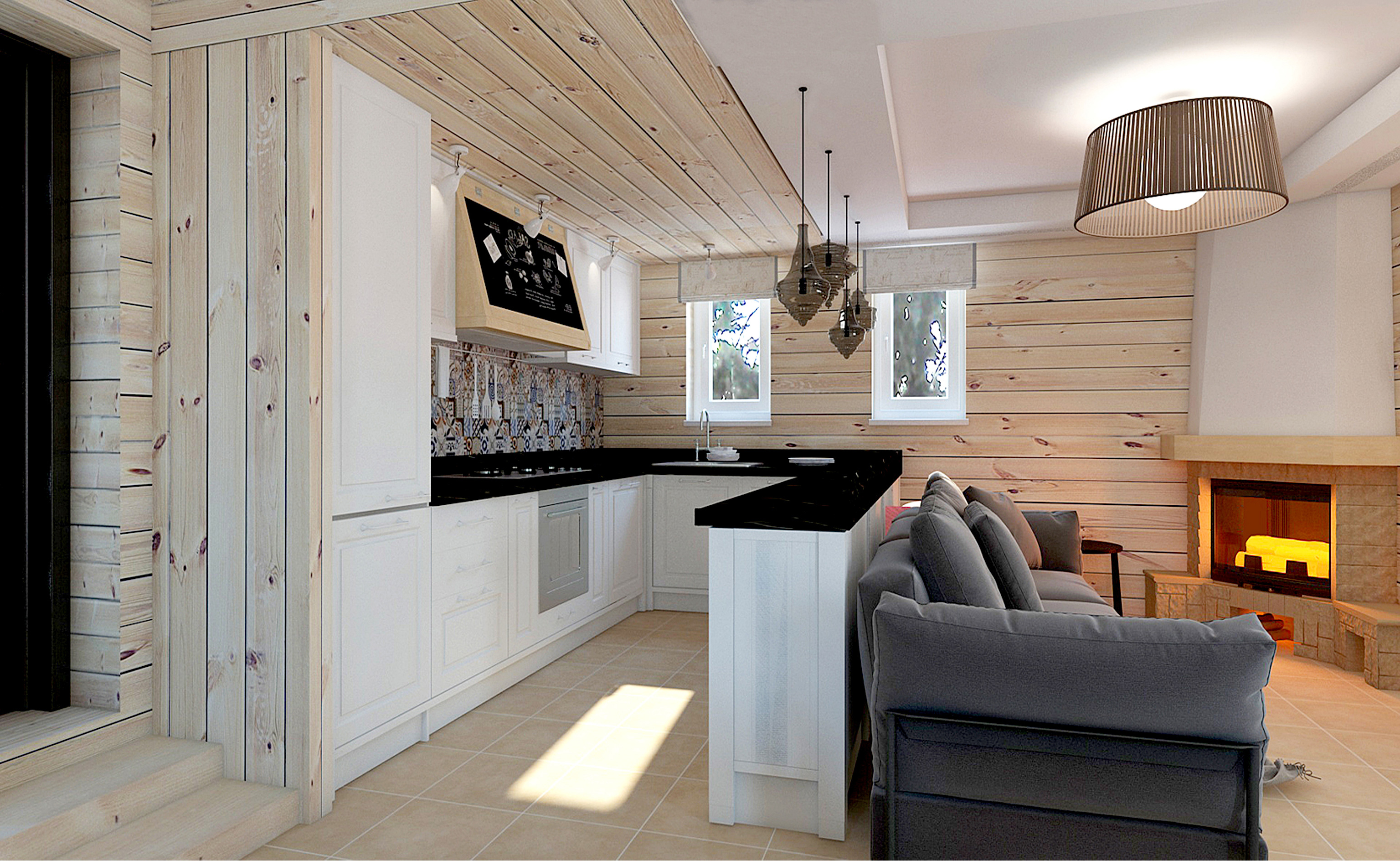кухня в деревянном доме реальные фото