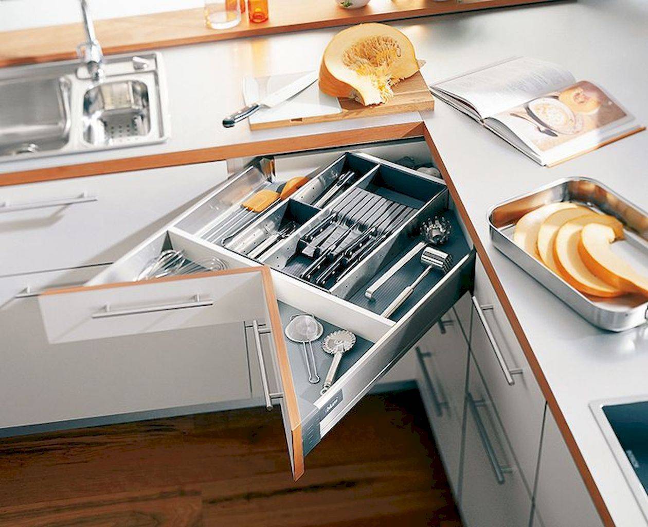 Как использовать угол в кухонном гарнитуре?