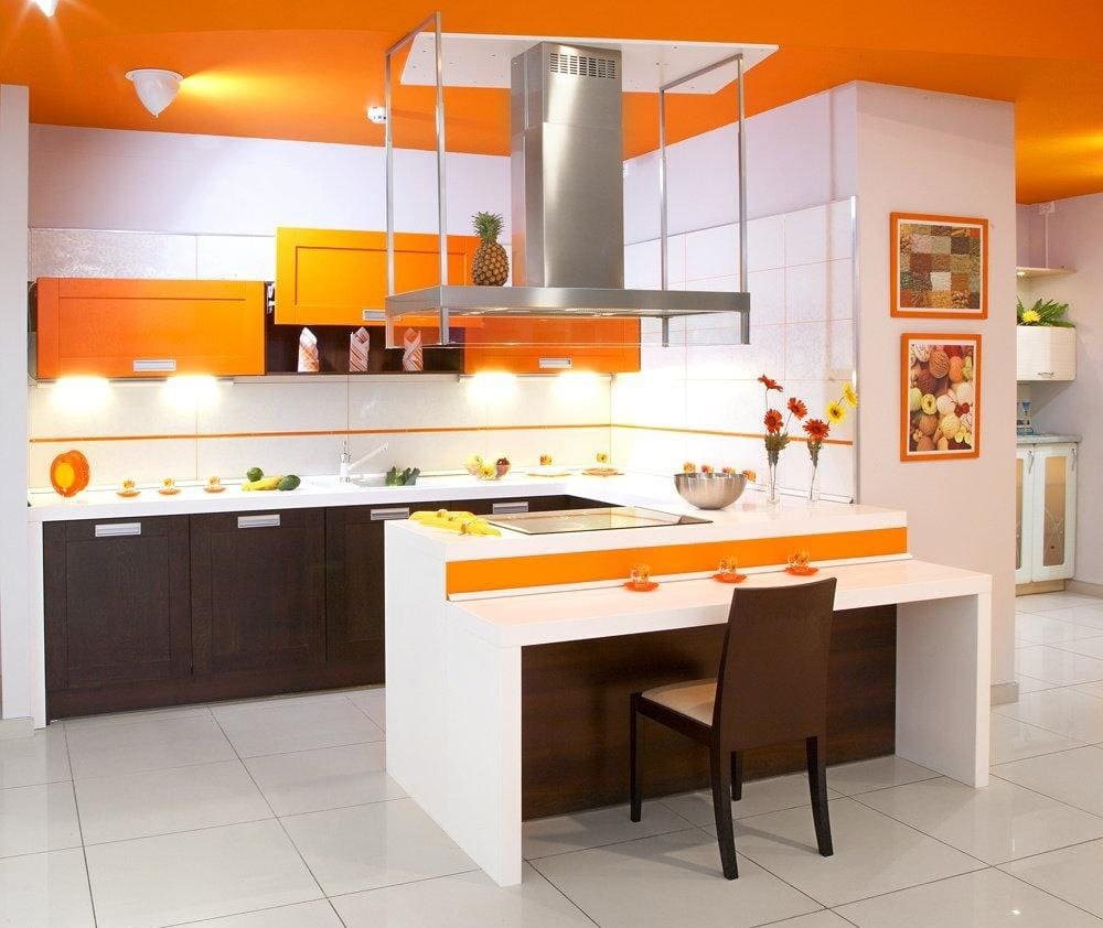 обои для оранжевой кухни дизайн