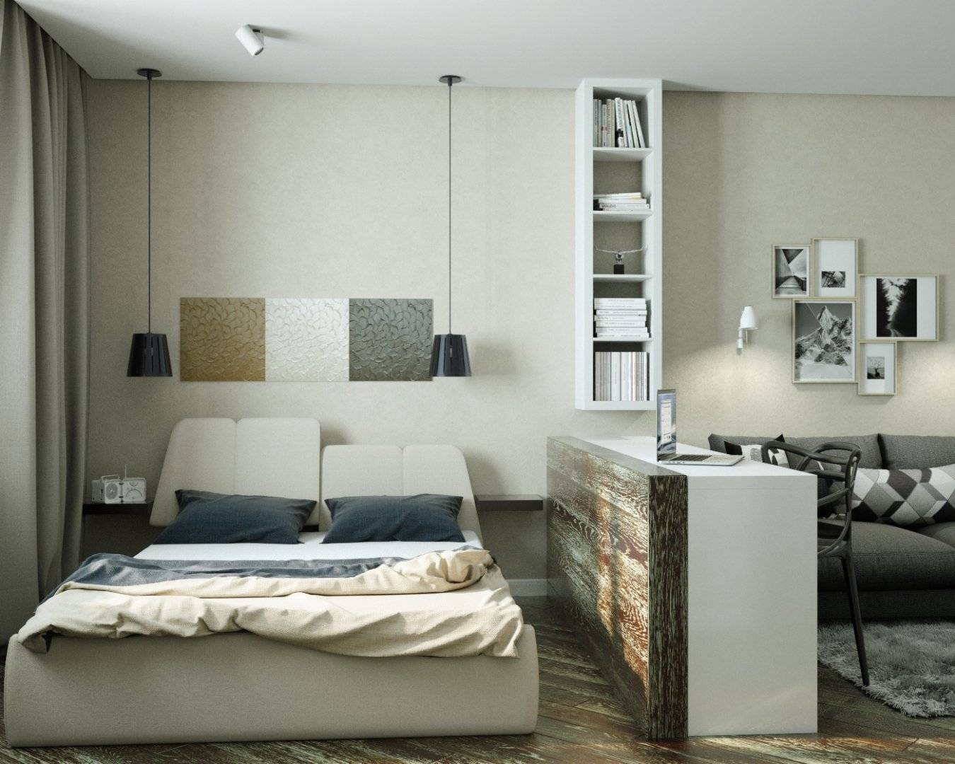 Кровать в однокомнатной квартире: 10 вариантов размещения и способов зонирования