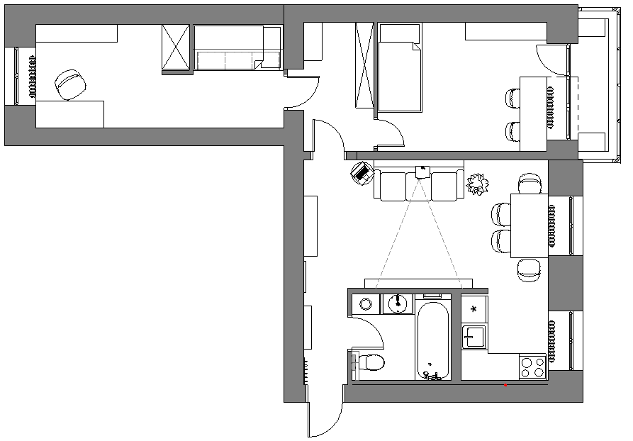Хрущевка 4 комнатная: планировка квартиры,расстановка мебели, зонирование