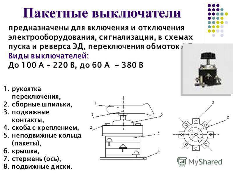 Пакетный выключатель: схема и устройство пакетного выключателя