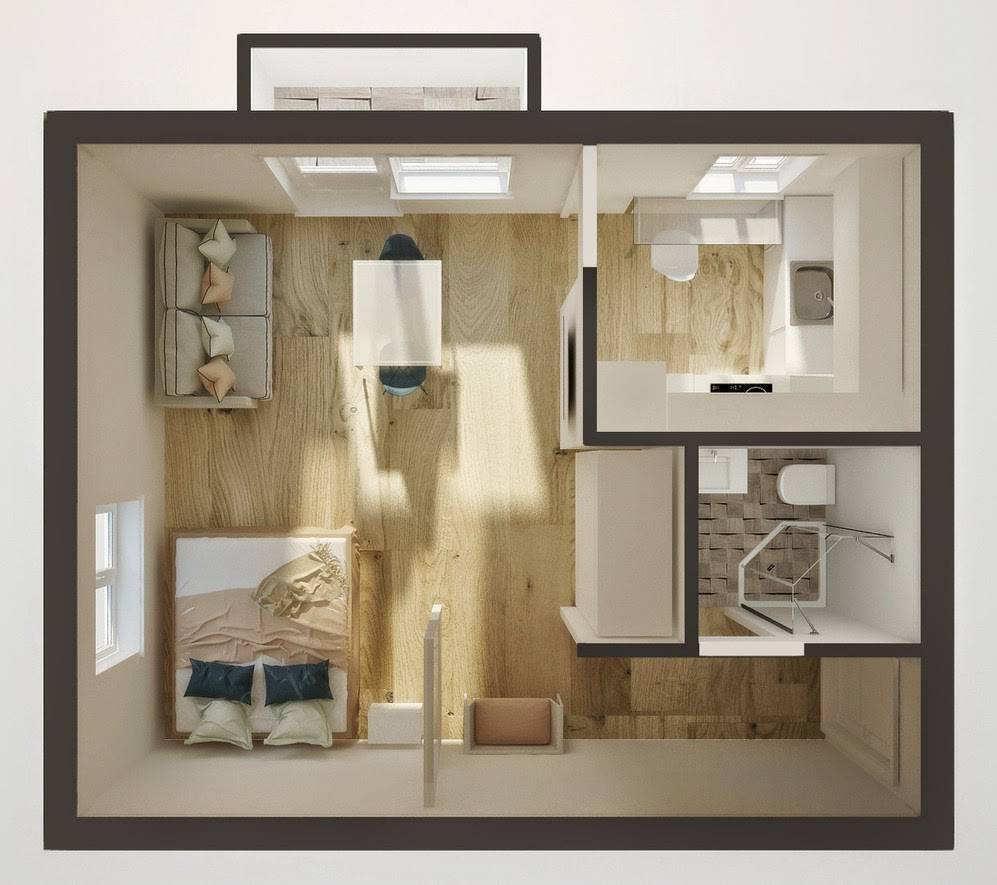 Современный дизайн однокомнатной квартиры 40-42 кв.м: фото интерьеров + 5 проектов
