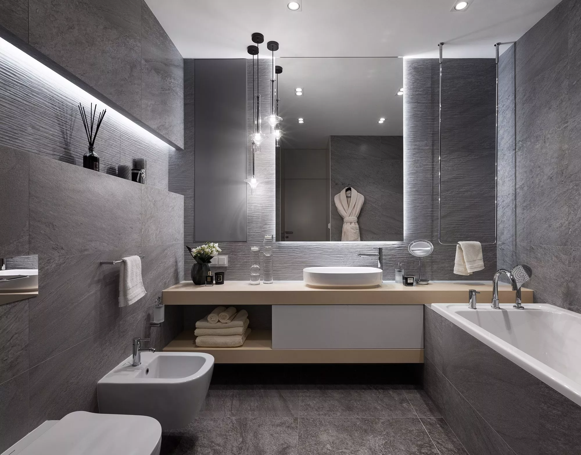 Серый кафель в ванной. идеи дизайна, варианты