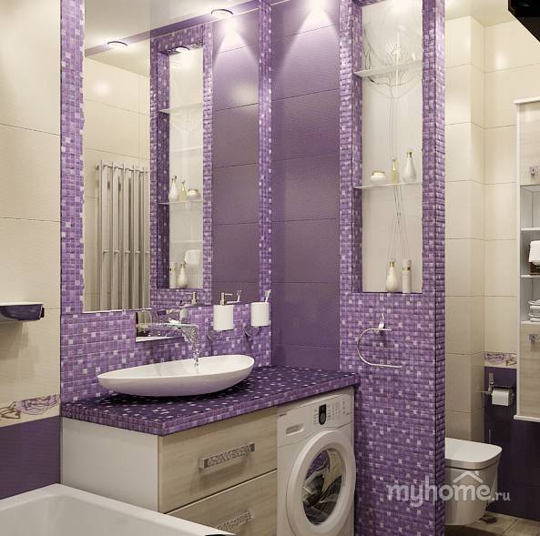 Фиолетовый и сиреневый натяжной потолок в интерьере (150+ фото)
