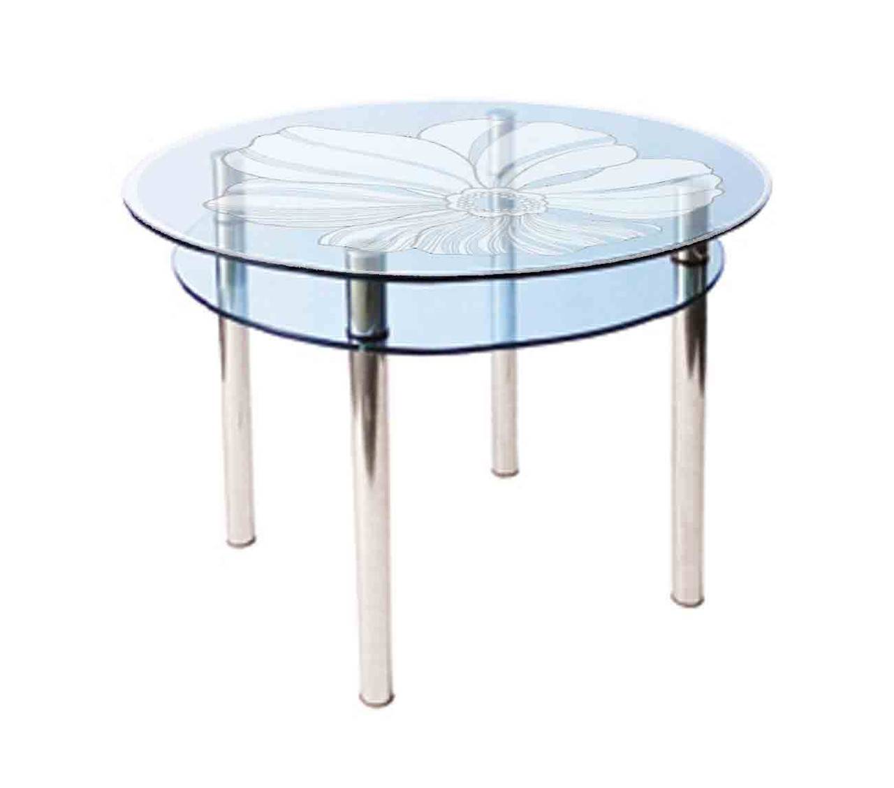 стеклянный стол с рисунком круглый