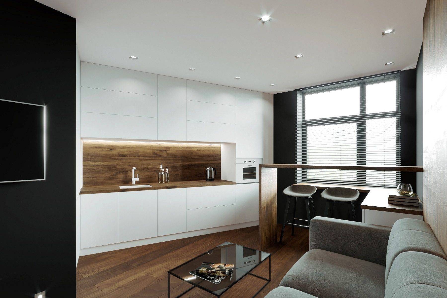 Однокомнатная квартира 60 м2, минимализм, белый интерьер