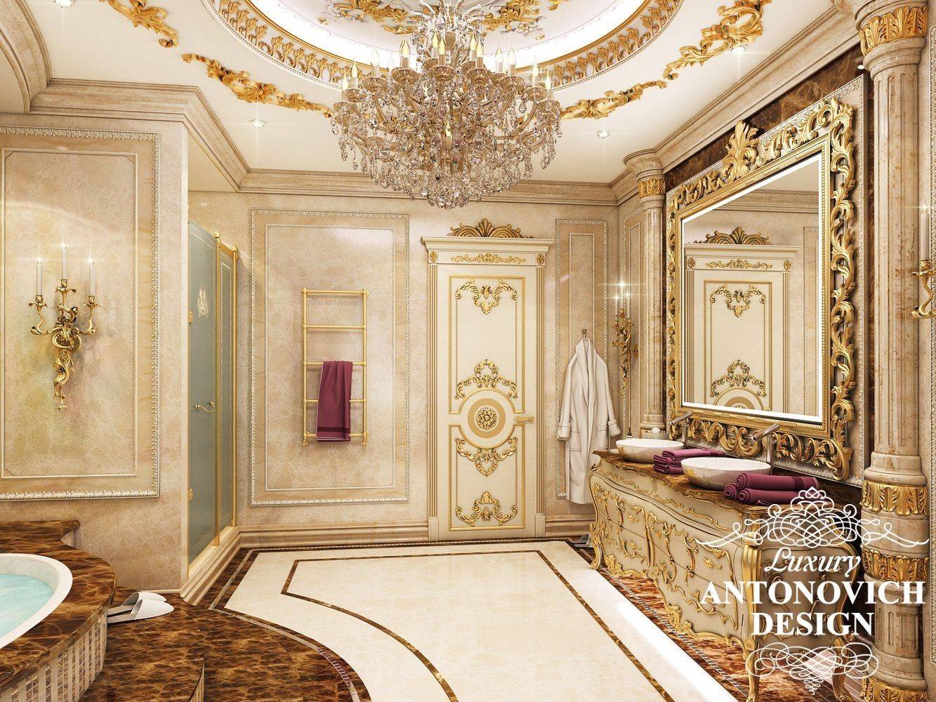 Стиль интерьера барокко в ванной комнате – фото идеи