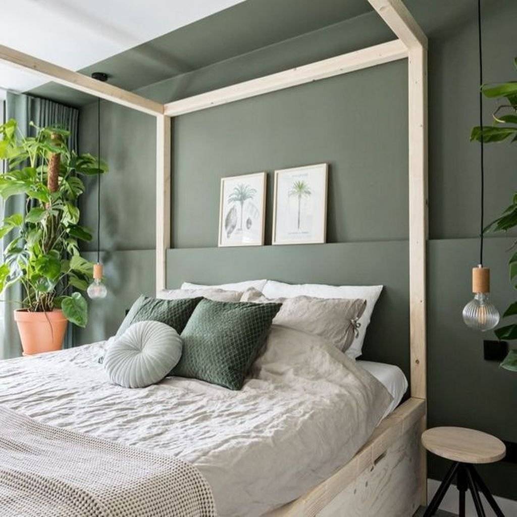 Спальня в зеленых тонах, 16 фото идей дизайна интерьера
