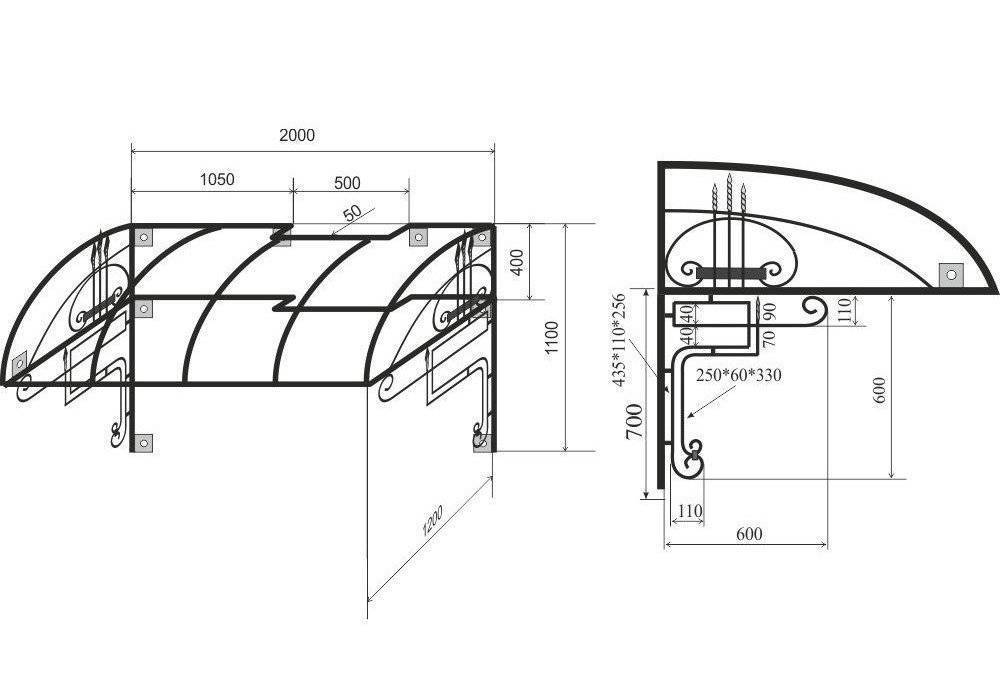 Козырек над крыльцом своими руками из металла фото чертежи