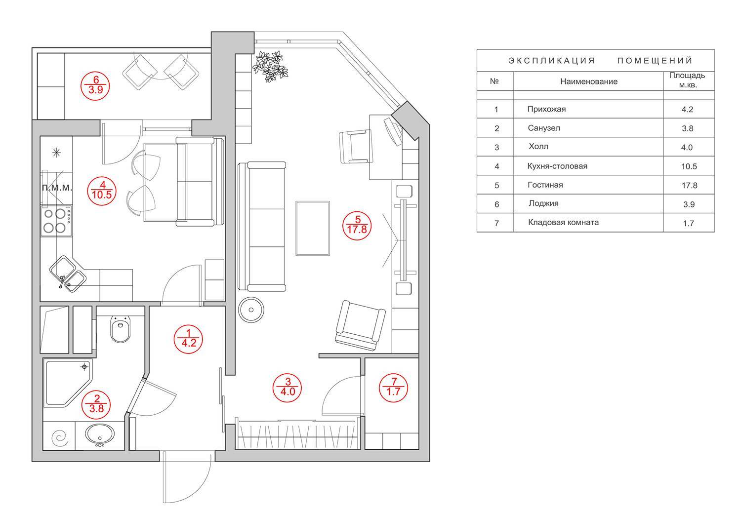 Серия копэ. дизайн однокомнатной квартиры 38 метров в доме серии копэ