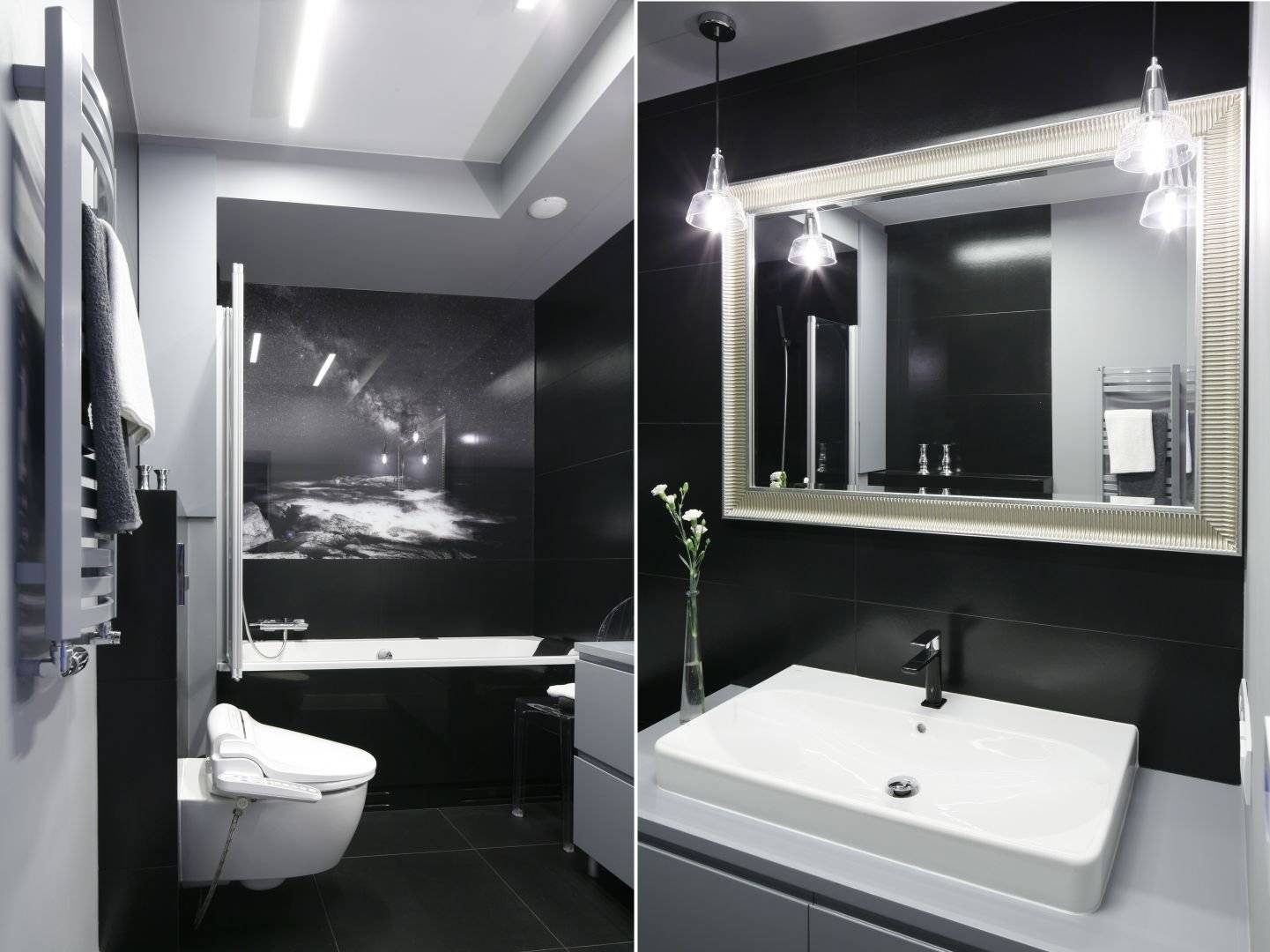 Черно-белая ванная комната — 115 фото нестандартного дизайна