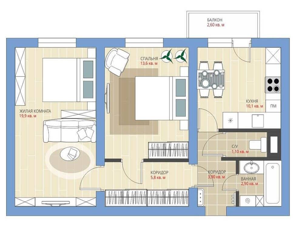 Серия копэ. дизайн однокомнатной квартиры 38 метров в доме серии копэ