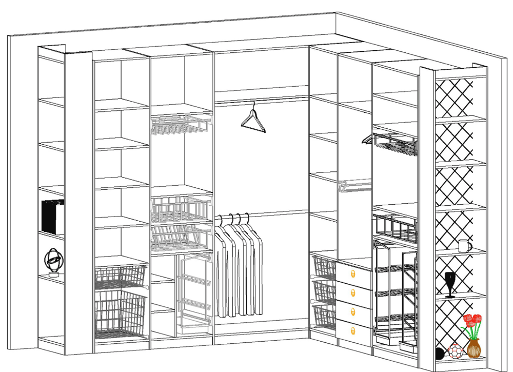 Нарисовать шкаф онлайн угловой