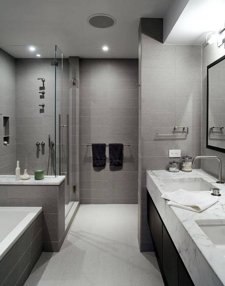 Серая плитка в ванной: плитка темно-серого и светло-серого цвета в ванной комнате