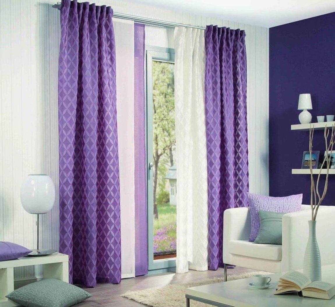 шторы фиолетового цвета в интерьере