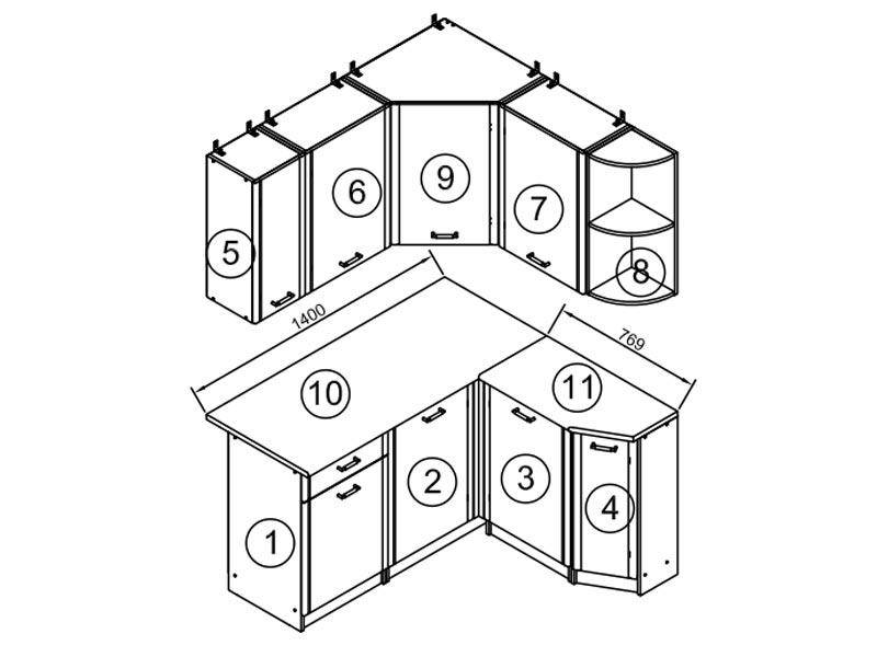 Сборка угловой кухни нижней части