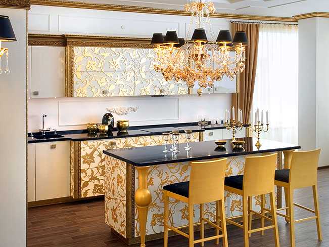Кухня с золотым оттенком - 65 фото креативного дизайна 2017 года