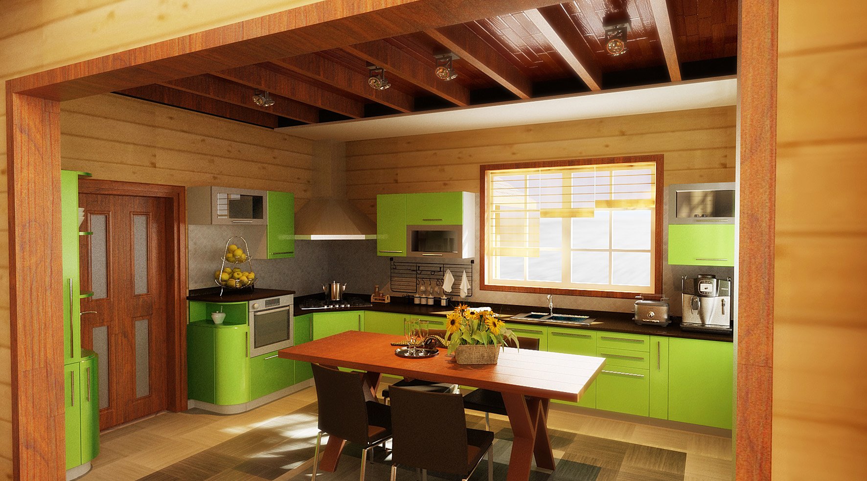 Вагонка в интерьере кухни, покрытие краской или лаком, выбор стиля