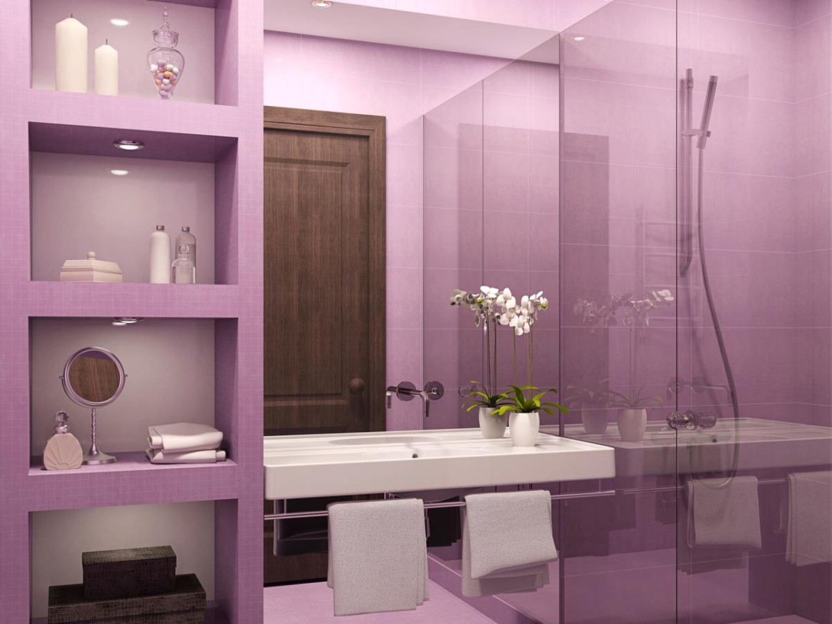 Дизайн интерьера фиолетовой ванной комнаты: советы по оформлению, идеи и фотогалерея
