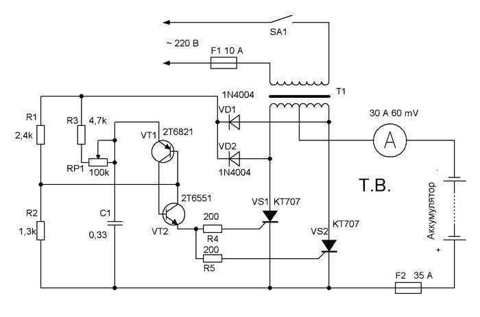 Схема зарядного устройства для автомобильного аккумулятора своими руками по проще