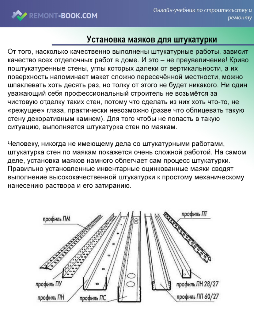 Штукатурка фасада по маякам своими руками: выставление