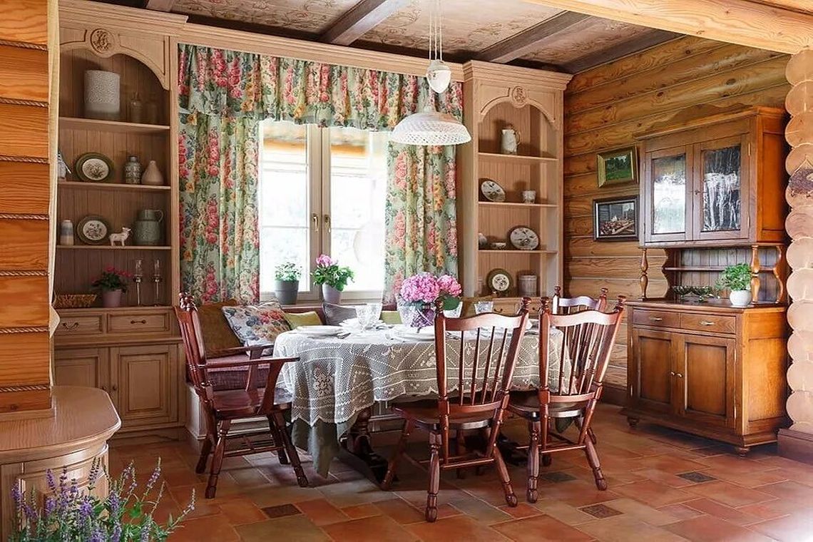 Необыкновенный уют гостиной, оформленной в деревенском стиле