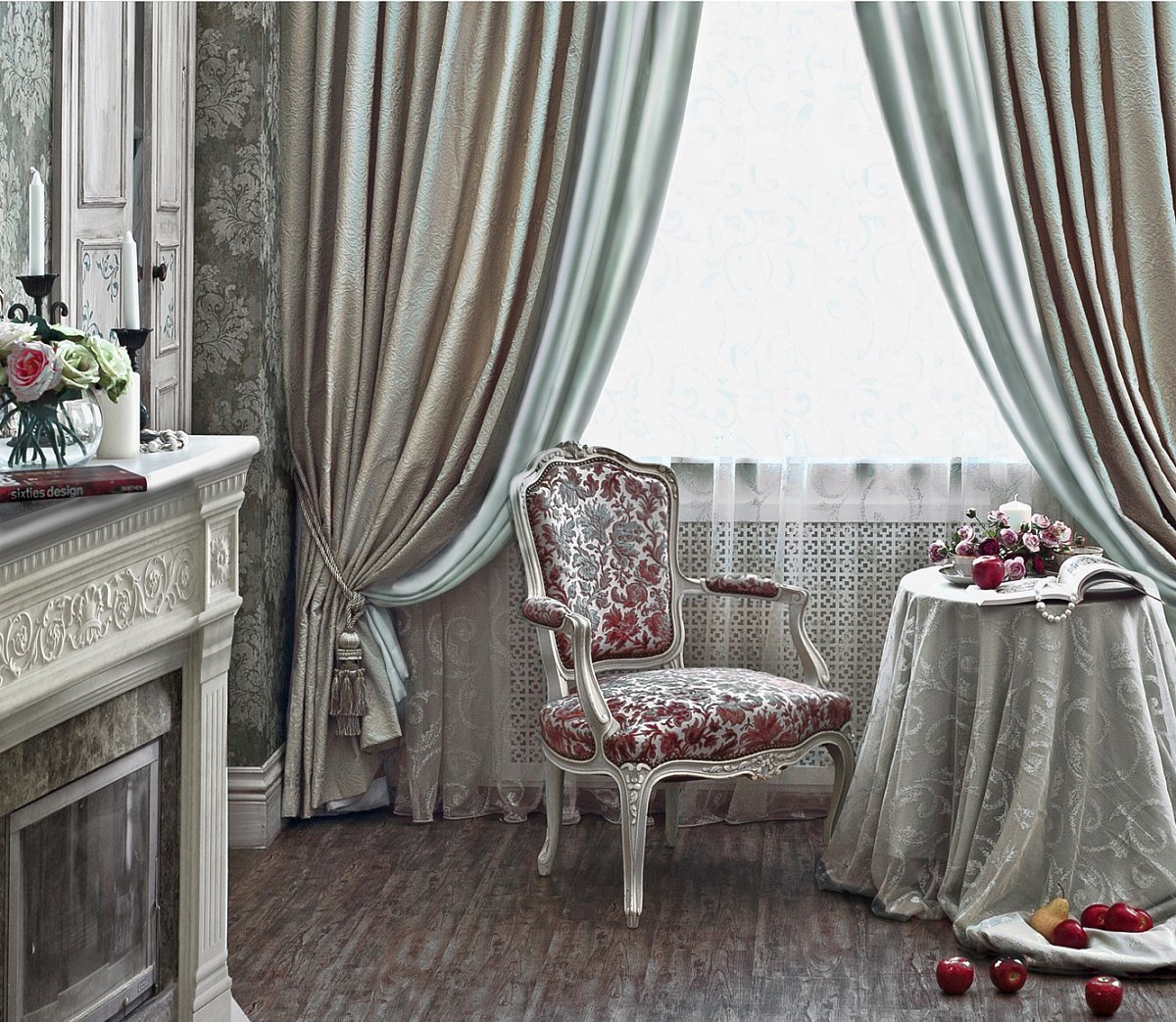 Бордовые шторы в интерьере гостиной: бордовая гостиная и ее оформление