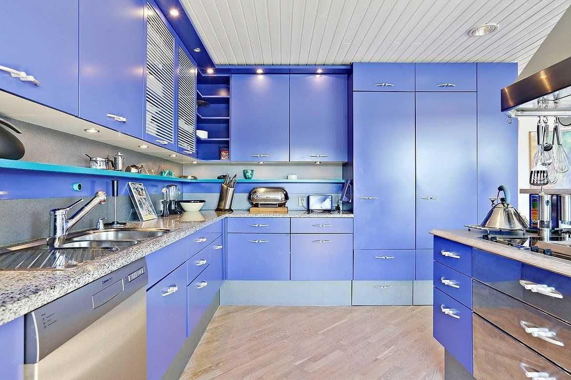 Синяя кухня - 82 фото лучших цветовых сочетаний для яркого дизайна