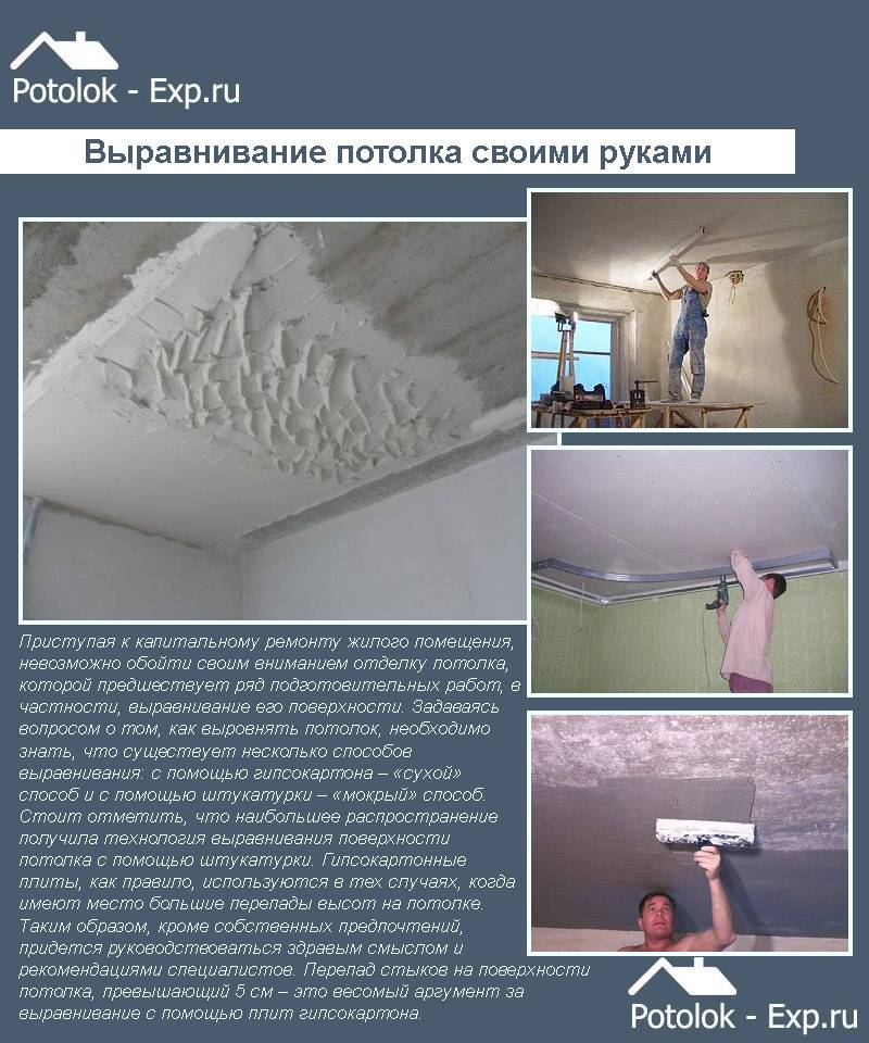 Ремонт потолка своими руками в квартире или в доме: фото и как правильно сделать, если натяжной или из гипсокартона, а также в комнате после протечки?